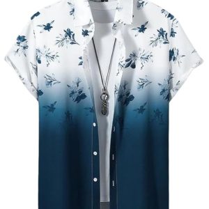 NoseQueen Abstract Stripe Print Cotton Multi-Coloured Short Sleeve Button Down Beach Outfits for Men Shirt