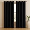 LINENWALAS 100% True Blackout Curtains (8.5 Feet) - Set of 2 Panels | Complete Light Block | Thermal Insulated & Noise Reducing Room Darkening Curtains for Living Room & Home Décor (Black)