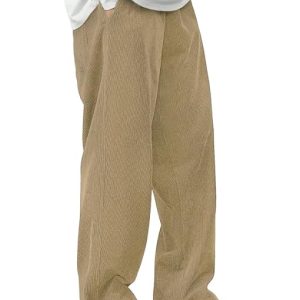 SMOWKLY Men's Premium Corduroy Relaxed Fit Causal Trouser || Flexible Elastic Waist with Drawstring || Comfortable Pant for Sweatpant & Formal Wear